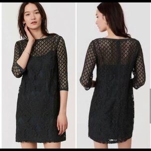 Loft forest green lace dress
